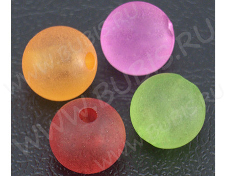 Бусина Округлая 49 Шар матовый 6мм МИКС полупрозрачный (акрил) (50шт.)