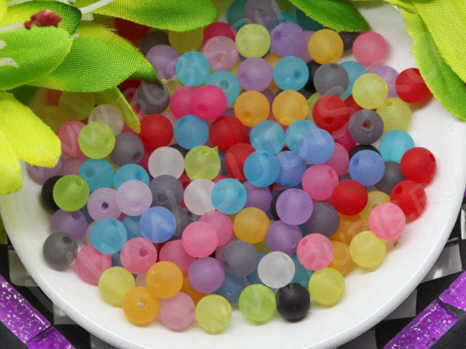 Бусина Округлая 49 Шар матовый 6мм МИКС полупрозрачный (акрил) (50шт.)