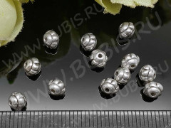 Бусина 112 округлая тыковка 5*4,5*4мм античное серебро (литьё) (10шт.)