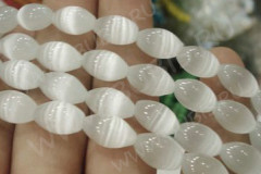 Бусина Бочонок 12*7,5*7,5мм Кошачий глаз белый (камни)