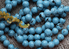 Бусина округлая 10мм имитация камня Бирюза св.голубая (стекло)