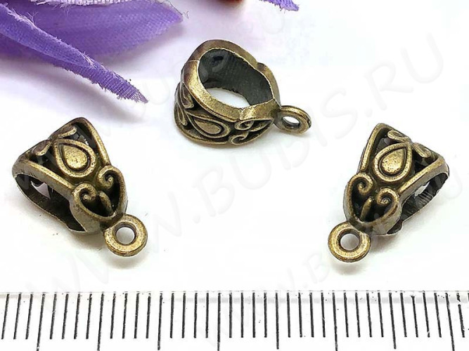 (СКИДКИ!!!) Бусина с петлёй 028 Бейл Сердечки 14*8,5*8мм античная бронза (литьё) (10шт.)