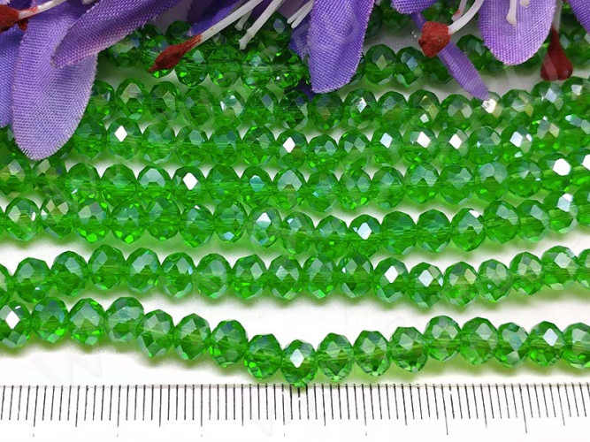 (СКИДКИ!!!) Бусина Абакус гранёный 6*6*4,5мм Хрусталь зелёный с АВ прозрачный (имитация Сваровски) (10шт.)