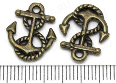 Подвеска Якорь 08 3D с канатом 17*14*1,6мм античная бронза (литьё)