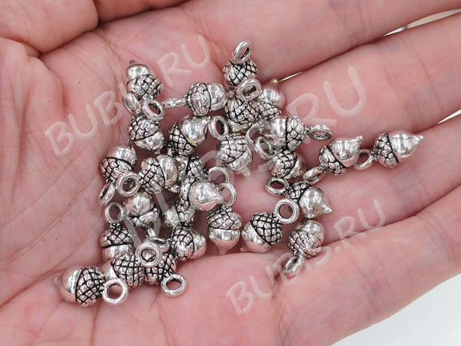 Подвеска Жёлудь 01 3D 13,5*7*6мм античное серебро (литьё)