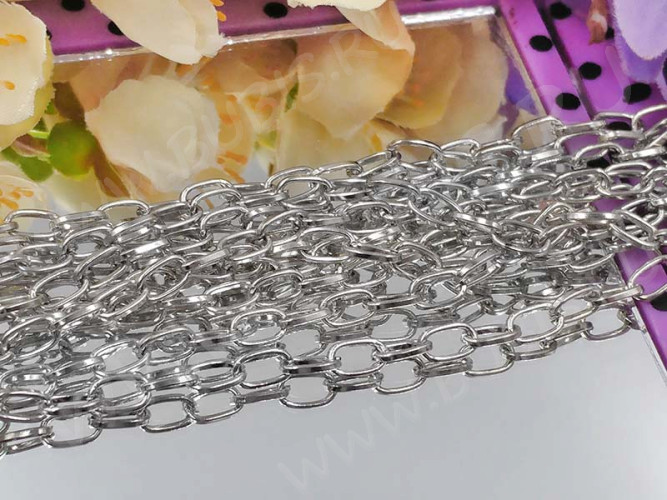 Цепочка I042 с простым плетением звено 6,5*4мм цвет платины (Iron) (50см)