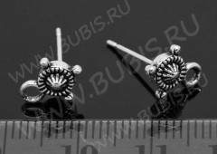 Пуссеты (&quot;гвоздики&quot;) №027 14,5*9,5*8мм античное серебро (литьё) (1 пара)
