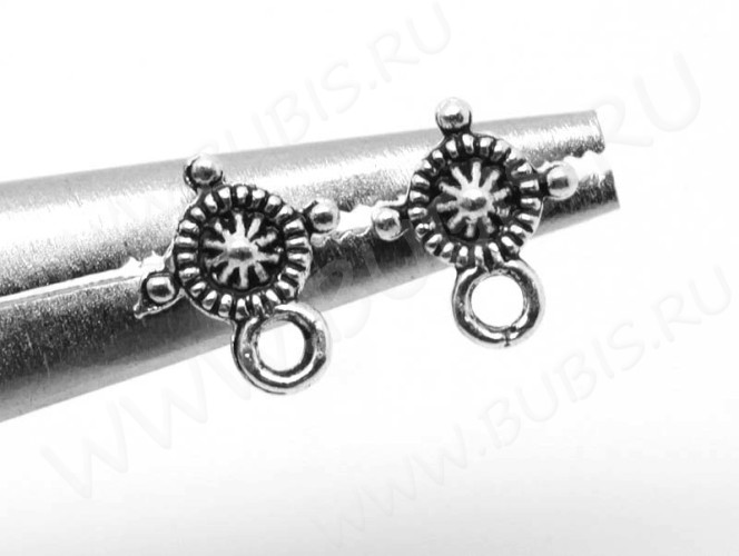 Пуссеты ("гвоздики") №027 14,5*9,5*8мм античное серебро (литьё) (1 пара)
