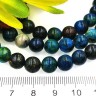 Купить (ОПТ) Бусина округлая 8мм Хризоколла т.сине-бирюзовая натуральная (камни LUX) (НИТЬ) с доставкой по России