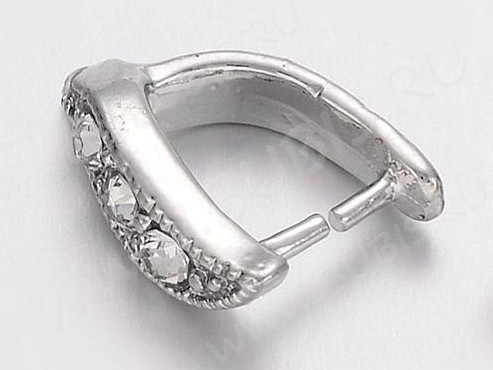 Держатель кулона 050 со стразами 12*9*3,3мм цвет платины (Brass)