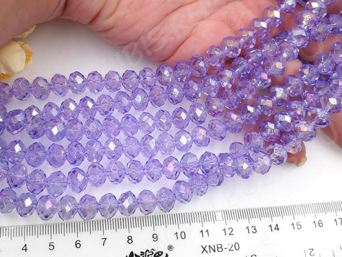 Бусина кристалл Абакус гранёный 10*10*7,5мм св.фиолетовый с глянцем прозрачный (имитация Сваровски)