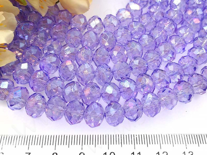 Бусина кристалл Абакус гранёный 10*10*7,5мм св.фиолетовый с глянцем прозрачный (имитация Сваровски)