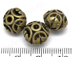 Бусина 097 Ажурная 12*12*9,5мм античная бронза (литьё)