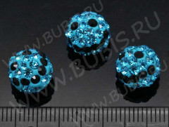 Бусина Шамбала 23 Смайлик 10мм голубая (керамика и стекло)