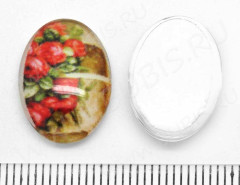 Кабошон стеклянный 12 Овал 18*13*5,8мм рисунок 37 (стекло)