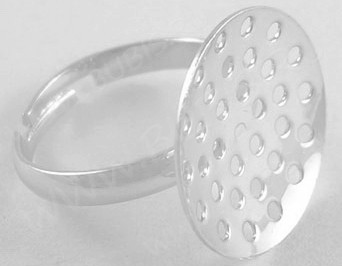 Основа (заготовка) для кольца 012 17мм с ситечком 13,5мм серебристая (Brass)