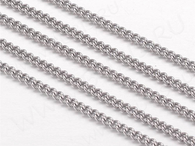 Цепочка S15 Ювелирная сталь 2,8*2*0,6мм цвет платины (Хирургическая сталь)(50см)