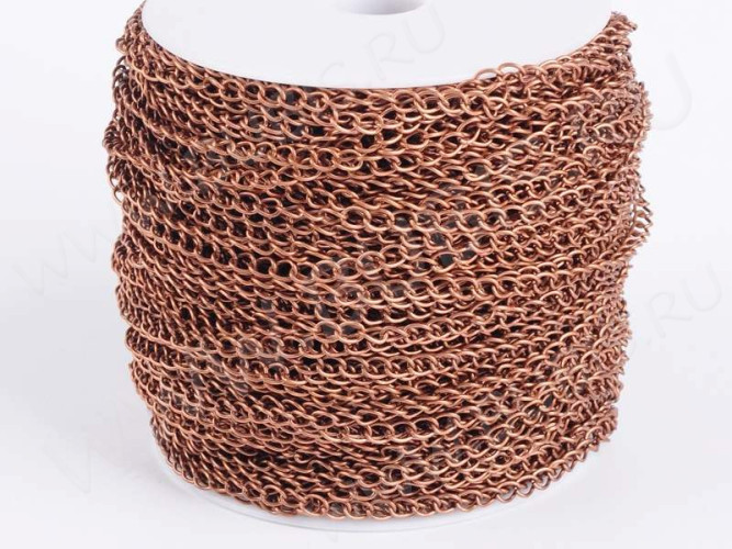 Цепочка I067 простая кручёная звено 5,5*3,5мм античная медь (Iron) (50см)