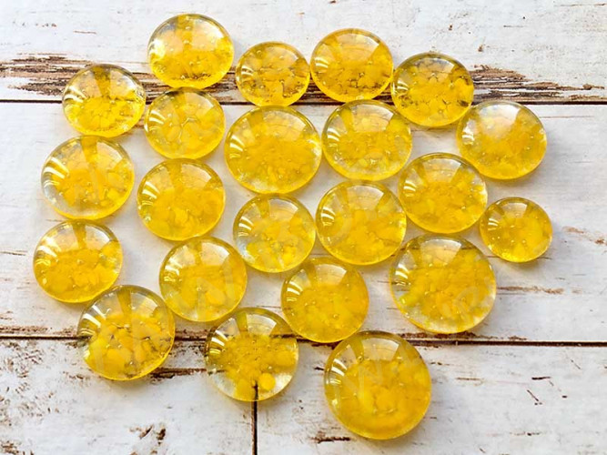 Кабошон Фьюзинг 512 Круглый 14-22мм Крошка Опаловый оранжевый Текстура хлопья полупрозрачный