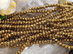 (СКИДКИ!!!) Бусина кристалл гранёный абакус 3*3*2мм т.золотистый непрозрачный (имитация Сваровски) (НИТЬ)