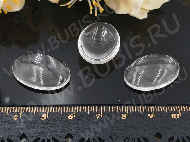 (СКИДКИ!!!) Кабошон стеклянный 02 Овал 25*18*6мм прозрачный (стекло) (10шт.)