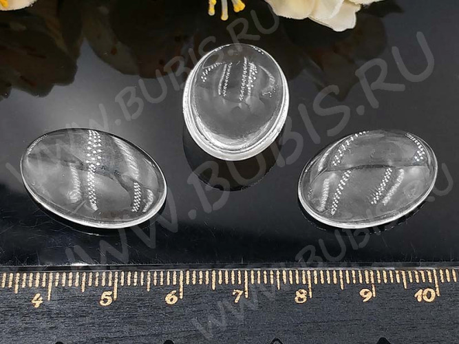 (СКИДКИ!!!) Кабошон стеклянный 02 Овал 25*18*6мм прозрачный (стекло) (10шт.)