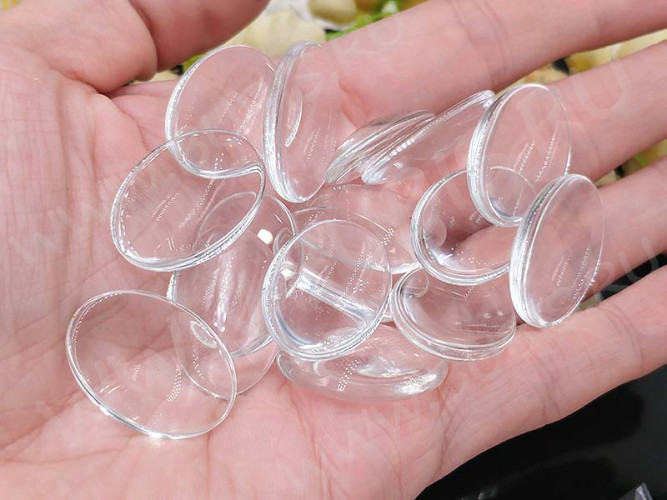 (СКИДКИ!!!) Кабошон стеклянный 02 Овал 25*18*6мм прозрачный (стекло) (10шт.)