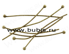 Штифт с ШАРИКОМ 26*0,5мм античная бронза (Brass) (10шт.)