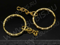 Карабин для брелка 09 Кольцо 25*25*2,6мм и цепочка 28*4,5*4,5мм золотистый (Iron)