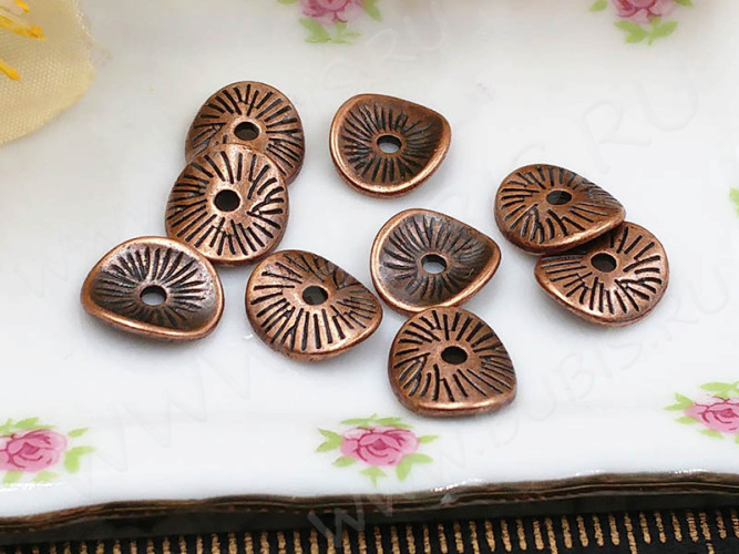 (СКИДКИ!!!) Рондели 048 волнистые 9,5*8,5*2,3мм античная медь (литьё) (10шт.)