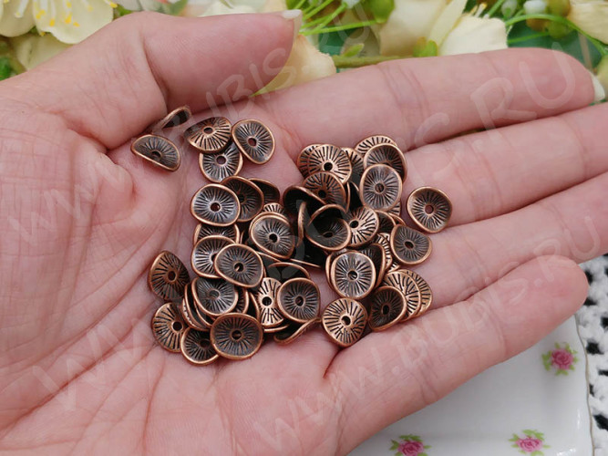 (СКИДКИ!!!) Рондели 048 волнистые 9,5*8,5*2,3мм античная медь (литьё) (10шт.)