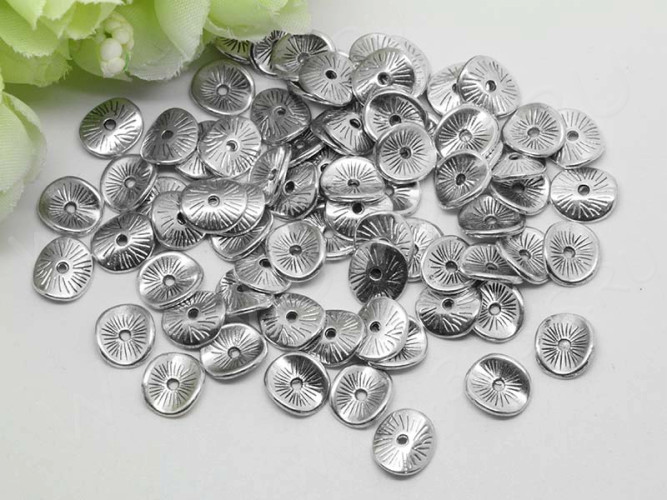 (СКИДКИ!!!) Рондели 048 волнистые 9,5*8,5*2,3мм античное серебро (литьё) (10шт.)