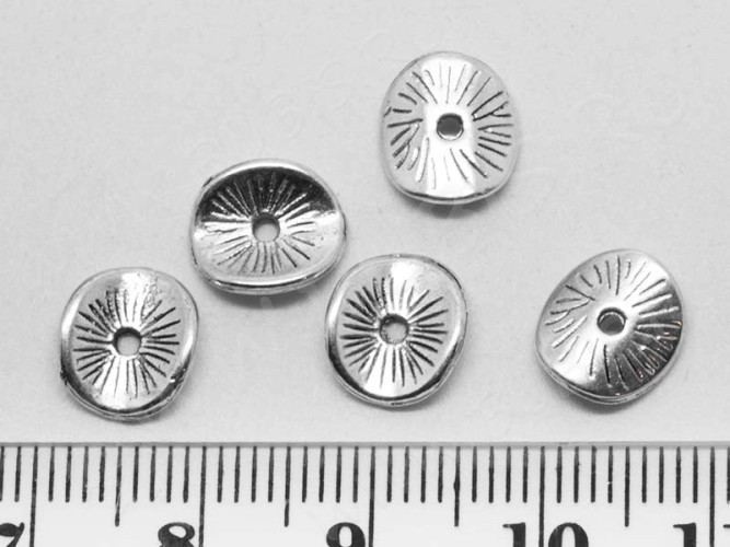 (СКИДКИ!!!) Рондели 048 волнистые 9,5*8,5*2,3мм античное серебро (литьё) (10шт.)