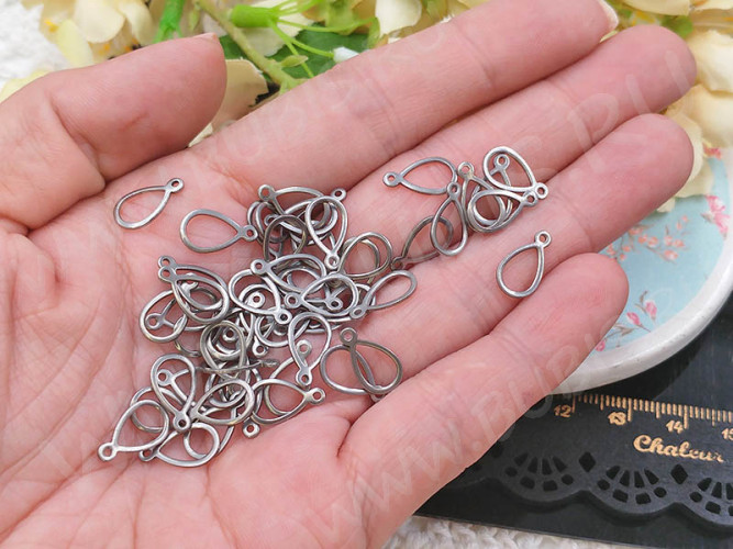 Подвеска Капля контур рамка 01 12*7*0,7мм цвет платины (Хирургическая сталь)