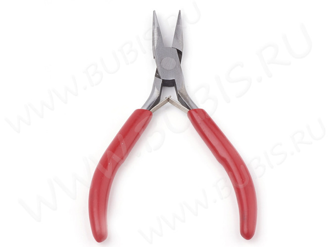 Тонкогубцы (утконосы короткие) 22 без бороздок 130мм с красными ручками (инструменты для бижутерии)