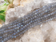 (ОПТ) Бусина округлая ГРАНЁНАЯ "каменный бисер" 3мм Лабрадорит натуральный (камни LUX) (НИТЬ)