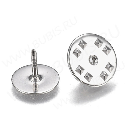 Основа (заготовка) для броши №124 Значок с площадкой 10мм цвет платины (Brass)