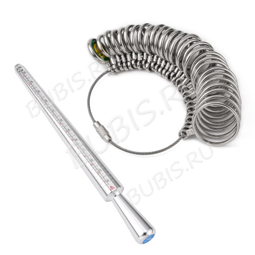 Комплект инструментов 14 набор Кольцемеров 2 предмета серебристый + цвет платины (алюминий) (инструменты для бижутерии)