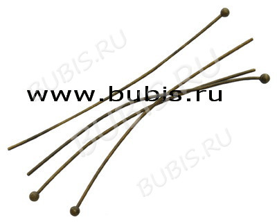 (СКИДКИ!!!) Штифт с ШАРИКОМ 35*0,5мм античная бронза светлая  (Brass) (50шт.)