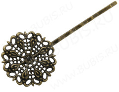 Основа (заготовка) для заколки №09 "невидимка" 63,5*25*5,5мм античная бронза (Brass)