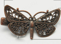 Основа (заготовка) для заколки №14 "крокодильчик" с бабочкой 48*24*8мм античная медь (Iron и Brass)