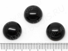 Кабошон каменный 023 Круг 12*12*5мм Агат чёрный синт. (камни)