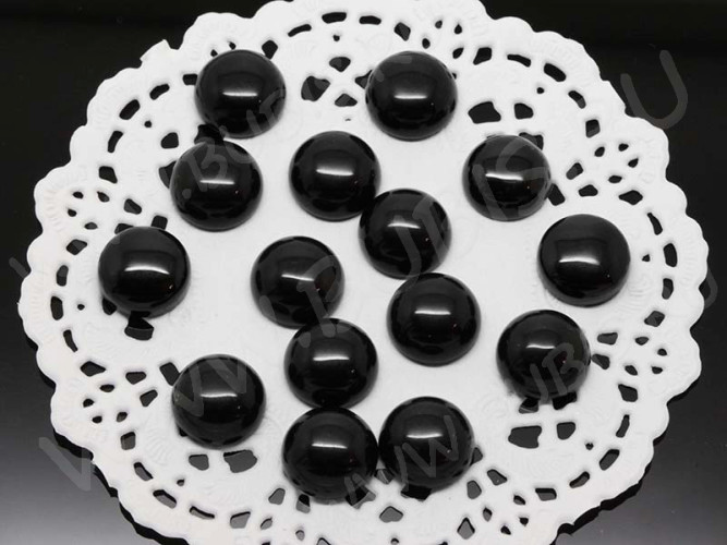 Кабошон каменный 023 Круг 12*12*5мм Агат чёрный синт. (камни)