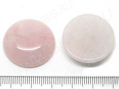 Кабошон каменный 080 Круг 26*26*6мм Розовый кварц (камни)