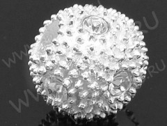 Бусина Шамбала 03 10*9мм серебристая с прозрачными стразами (литьё)