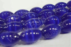 Бусина Бочонок 12*7,5*7,5мм Кошачий глаз т.голубой (камни)