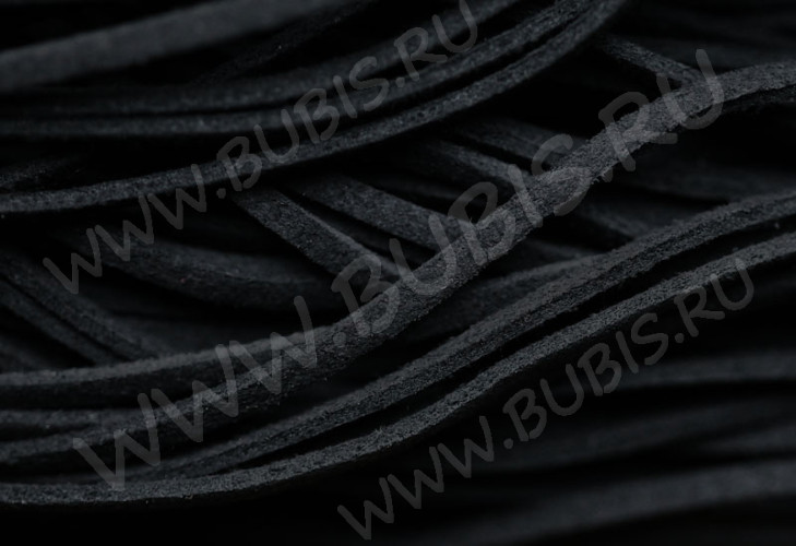 Замшевый шнур 08 плоский 2,5*1,4мм чёрный (ок.1м)