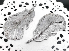 Подвеска Пёрышко 18 3D большое 48*24*1,8мм античное серебро (литьё)