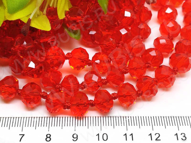 Бусина кристалл Абакус гранёный 10*10*7,5мм св.красный прозрачный (имитация Сваровски)