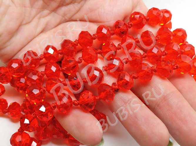Бусина кристалл Абакус гранёный 10*10*7,5мм св.красный прозрачный (имитация Сваровски)